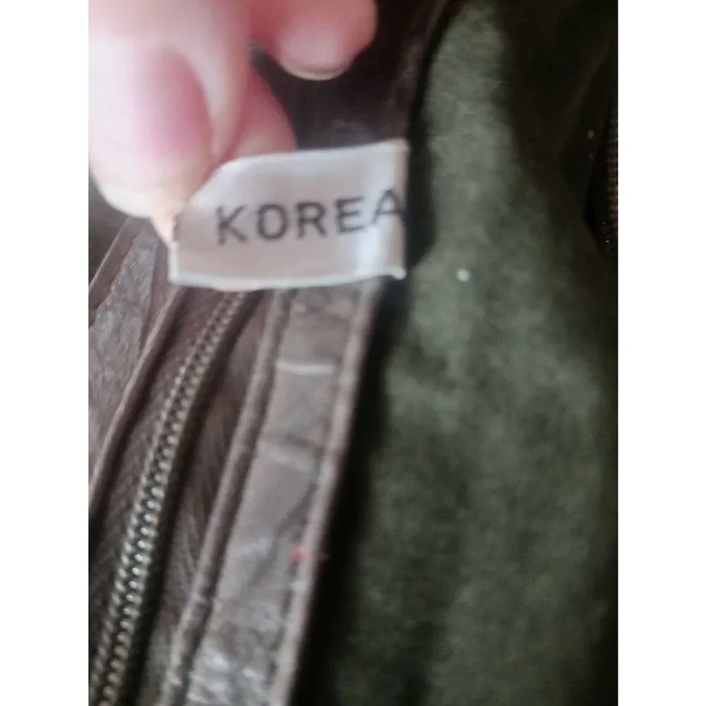 Crossbody leather with a forest green suede velvet lining oversized Forestcore d